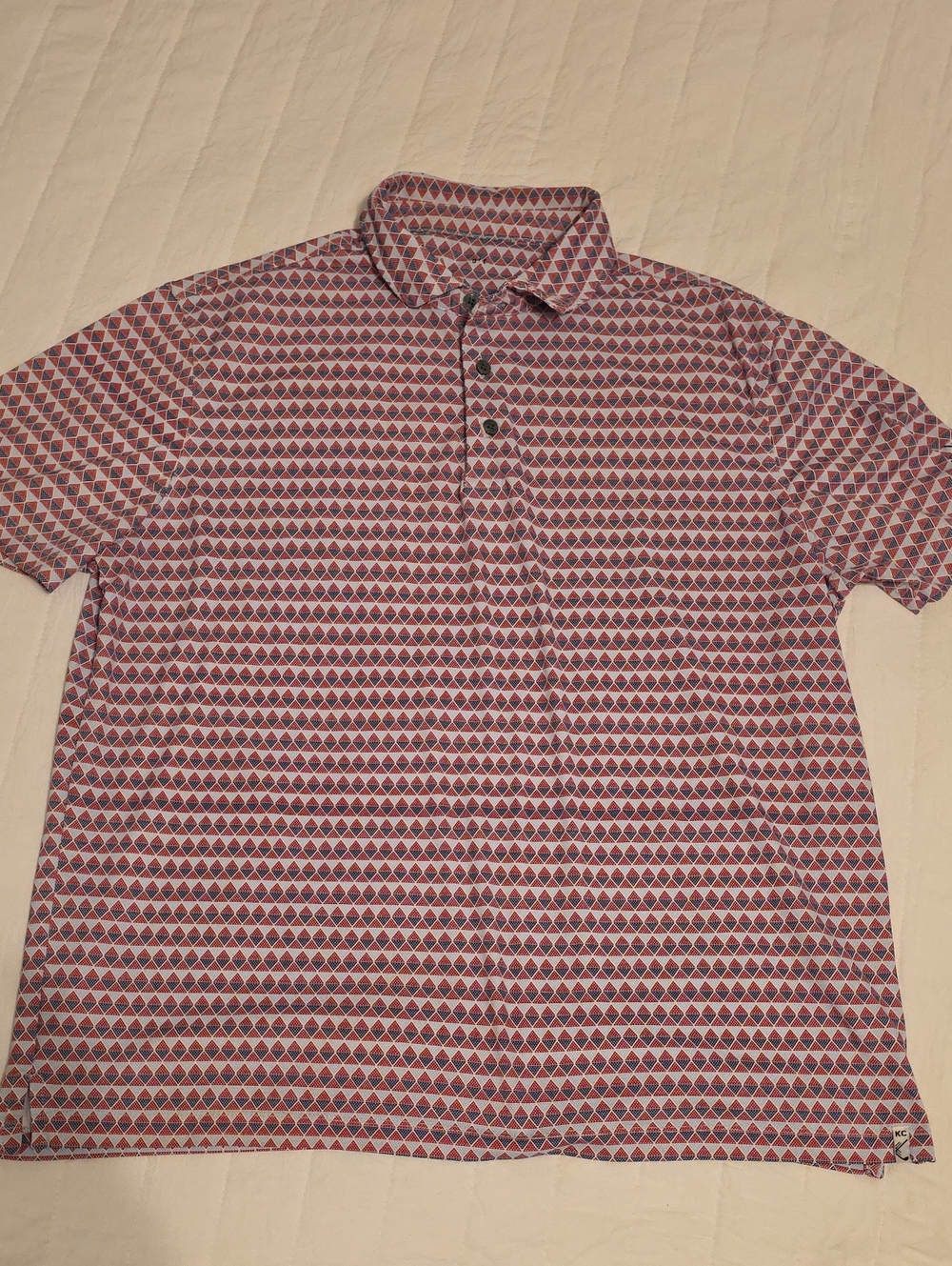 Men's Short-Sleeve Geometric Polo Shirt - Red/Blue